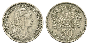 Португалия 50 сентаво 1962 голова Свободы вправо KM 577 никель латунь 4659-643