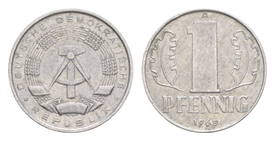 ГДР 1 пфенниг 1965 A KM 8.1 алюминий 4647-762