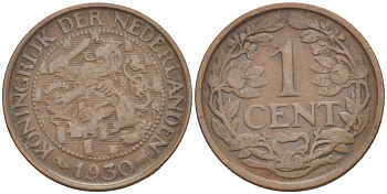 НИДЕРЛАНДЫ 1 ЦЕНТ 1930 ВИЛЬГЕЛЬМИНА I (1891-1948) KM 152 бронза 4532-837