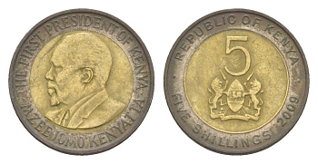 Кения 5 шиллингов 2009 KM 37.1 биметалл 4379-863