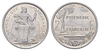 Французская Полинезия 2 франка 1979 KM 10 алюминий UNC 179-916