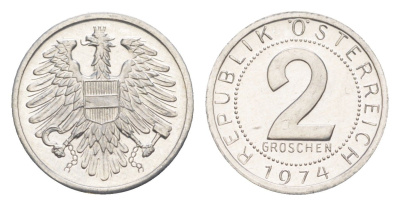 Австрия 2 гроша 1974 KM 2876 алюминий PROOF 4564-813