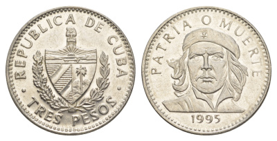 Куба 3 песо 1995 Эрнесто Че Гевара KM 346a сталь плакированная никелем    M14-04