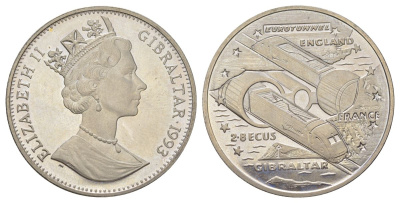 Гибралтар 2,8 экю 1993 Евротоннель KM 478 медно-никель BU 11-069-36