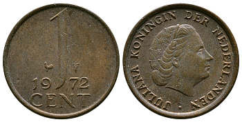 Нидерланды 1 цент 1972 Юлиана (1948-1980) КМ 180 бронза 75-867