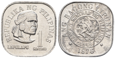 Филиппины 1 сентимо 1976 вождь острова Мактан Лапу-Лапу KM 205 алюминий  UNC  220-1142