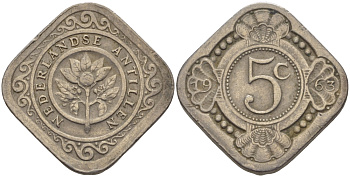 Нидерландские Антилы 5 центов 1963 Юлиана (1948-1980) KM 6 медно-никель 66-958