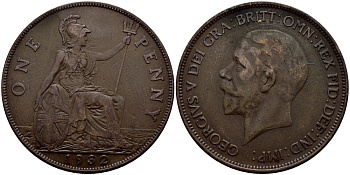 Великобритания 1 пенни 1932 Георг V (1910-1936) КМ 838, Spink 4055 бронза 4178-813