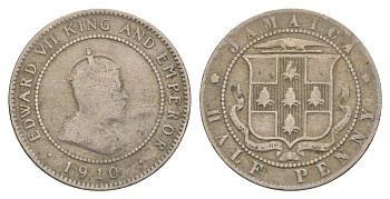 Ямайка 1/2 пенни 1910 Эдуард VII (1901-1910) KM 22 медно-никель 4626-432