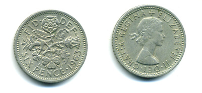 Великобритания 6 пенсов 1963 Елизавета II (1952-2022) KM 903, Spink 4149 медно-никель 89-1557