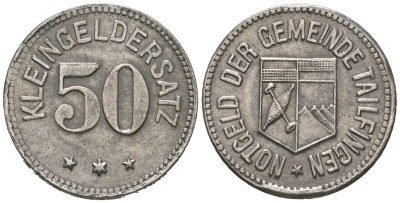 Тайльфинген (Вюртемберг) 50 пфеннингов 1918 Funck 530.4, Men05 24756.5, Men18 30971.5 железо 4169-1162