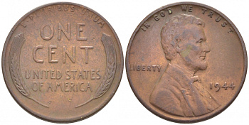 США 1 ЦЕНТ 1944 ЛИНКОЛЬН KM А132 медь цинк 105-1115