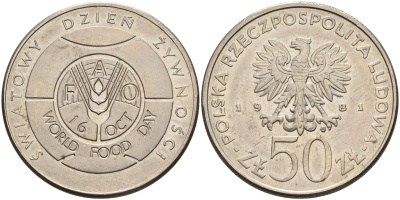 Польша 50 злотых 1981 Продовольственная программа - FAO KM 127 медно-никель UNC 4565-746