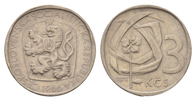 Чехословакия 3 кроны 1966 KM 57 медно-никель 4678-656