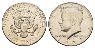 США 1/2 доллара (50 центов) 1973 D, Джон Кеннеди KM 202b медь плакированная медно-никелем aUNC 4517-1146