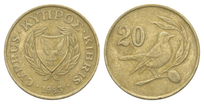 Кипр 20 центов 1983 KM 57.1 никель латунь 4633-1145