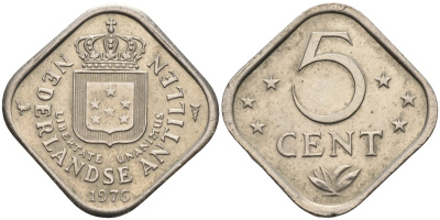 Нидерландские Антилы 5 центов 1976 Юлиана (1948-1980) KM 13 медно-никель 4586-737