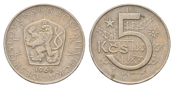 Чехословакия 5 крон 1968 KM 60 медно-никель 190-1157