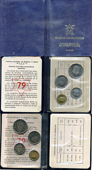 Испания годовой набор из 4 монет (1, 5, 25 и 50 песет) 1976 (1979) в оригинальном буклете KM PS7 (806, 807, 808 и 809) PROOF 4-3-2-41