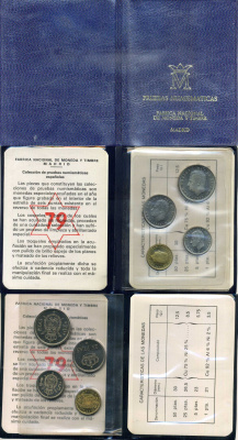 Испания годовой набор из 4 монет (1, 5, 25 и 50 песет) 1976 (1979) в оригинальном буклете KM PS7 (806, 807, 808 и 809) PROOF 4-3-2-41