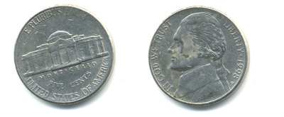 США 5 ЦЕНТОВ 1998 P ДЖЕФФЕРСОН KM А192 медно-никель 86-632