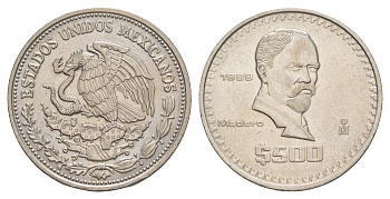 Мексика 500 песо 1989 Мо, Франсиско Игнасио Мадеро KM 529 медно-никель aUNC 4634-336