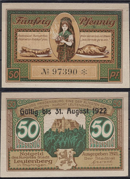 Лойтенберг 50 пфеннигов 1921 (1922) DeNG 2 796.2 бумага UNC (пресс) 8607-79-3-1