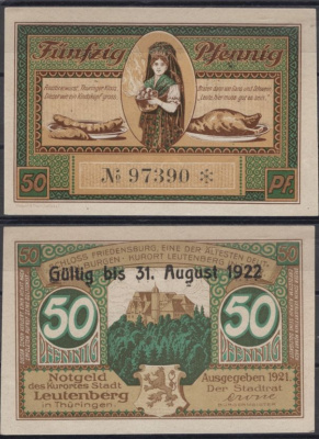 Лойтенберг 50 пфеннигов 1921 (1922) DeNG 2 796.2 бумага UNC (пресс) 8607-79-3-1