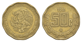 Мексика 50 сентаво 2002 KM 549 алюминиевая бронза 4644-662