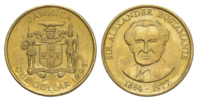 Ямайка 1 доллар 1993 Александр Бустаманте KM 145 никель латунь UNC 4652-631