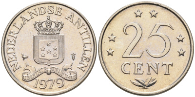 Нидерландские Антилы 25 центов 1979 Юлиана (1948-1980) KM 11 никель 4169-411