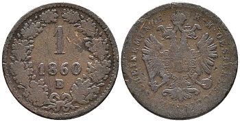 АВСТРИЯ 1 КРЕЙЦЕР 1860 В KM 2186 медь 66-113