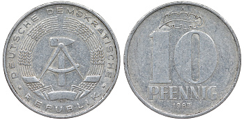 ГДР 10 ПФЕННИГОВ 1983 А алюминий 62-916