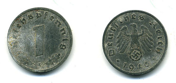 ГЕРМАНИЯ 1 РЕЙХСПФЕННИГ 1940 A J.369 цинк 54-263