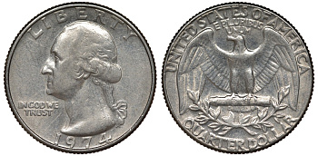 США 25 центов (квотер) 1974 Вашингтон KM 164a медь плакированная медно-никелем 4128-635