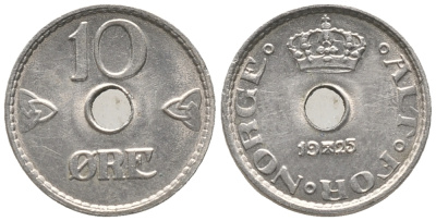 НОРВЕГИЯ 10 ЭРЕ 1925 ХОКОН VII (1905-1957) KM 383 медно-никель 100-1167