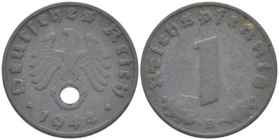 Германия 1 рейхспфенниг 1944 В KM 97, J. 369 цинк 4181-521