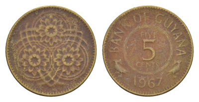 Гайана 5 центов 1967 KM 32 латунь 4655-845