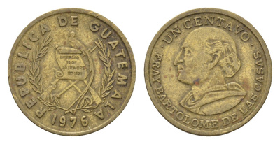 Гватемала 1 сентаво 1976 KM 275 латунь 4664-719