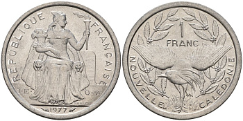 Французская Новая Каледония 1 франк 1977 KM 10 алюминий 4153-652