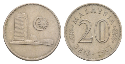 Малайзия 20 сенов 1967 KM 4 медно-никель 4620-243