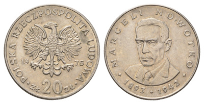 Польша 20 злотых 1975 Марцелий Новотко, монетный двор Кремница KM 69, Parchimowicz 246b медно-никель 4673-1242