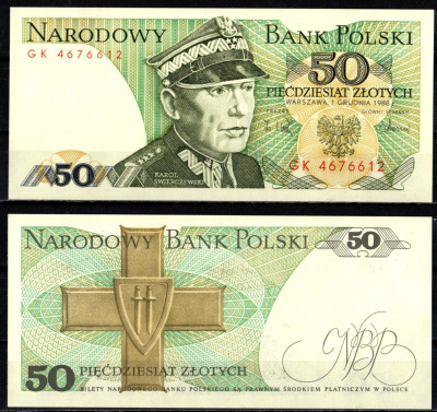 Польша 50 злотых 1988 Pick 142 c бумага aUNC 6262-35-5-2