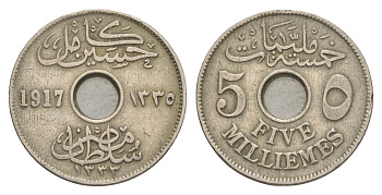 Египет 5 миллим 1917 KM 315 медно-никель 4617-1224