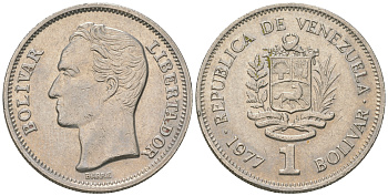 Венесуэла 1 боливар 1977 Симон Боливар KM 52 никель 4175-1126