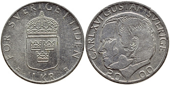Швеция 1 крона 2000 Карл XVI Густав (1973- ) KM 852а медно-никель 4364-2251