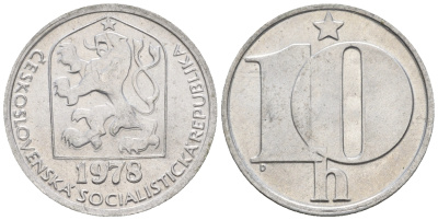 Чехословакия 10 геллеров 1978 KM 80 алюминий UNC 220-553