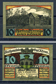 Бад-Кёзен (Саксония) 10 пфеннигов 1921 бумага UNC (пресс) 7556-8-1-1