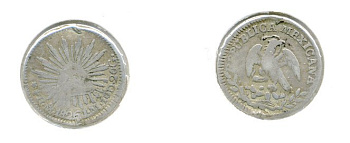 МЕКСИКА 1/2 РЕАЛА 1826 серебро 257-424