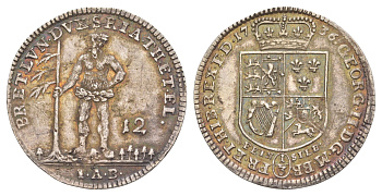 Брауншвейг-Каленберг-Ганновер 12 мариенгрошей (1/3 талера) 1736 IAB, дикарь, Георг II (1727-1760), из коллекции Ричарда Б. Смита Smith 123, Welter 2600, KM 255 серебро 1525-1023
